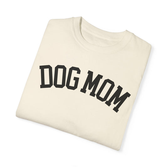 Dog Mom Varsity Style Unisex Garment-Dyed T-shirt