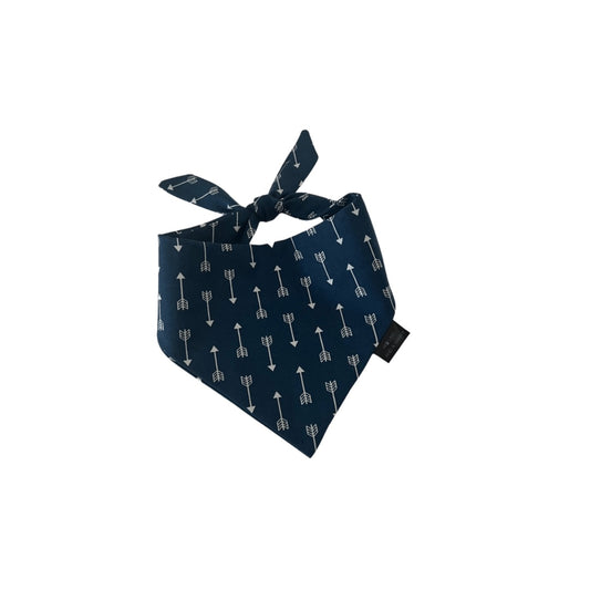 Navy Blue with Arrow Design Classic Tie on Custom Dog Bandana