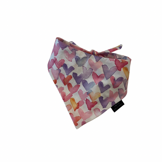 Pastel Hearts Classic Tie on Dog Bandana