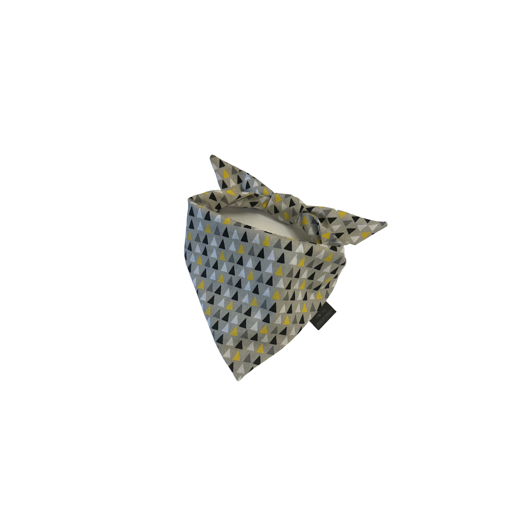 Gray Geometric Triangles Tie on Dog Bandana